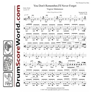 Yngwie Malmsteen - You Don't Remember, I'll Never Forget - Drum Sheet